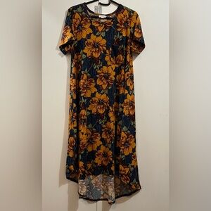 LuLaRoe Yellow and Blue Floral Maxi Dress